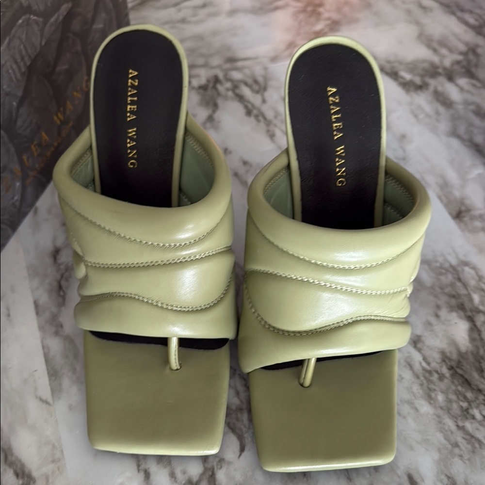Azalea Wang Posh Khaki Hit the City Sandles Sz 7.5- Viral New Heels retails 109$ - Picture 13 of 17